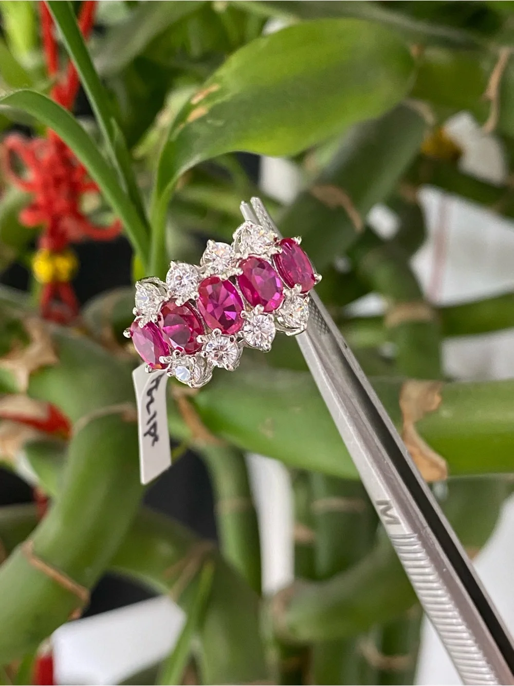925 Sterling Silver Red And White CZ Ring